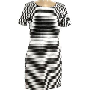 EUC Splendid Black White Striped Short Sleeve Casual Dress Size Medium Office